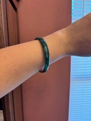 Vintage Copper and Green Malachite Inlay Bangle Bracelet 2.25″ Diameter