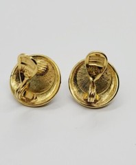 MONET Clip Earring Faux pearl PAVE crystal accent Gold tone Vintage .75 in
