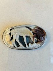 VTG Eve J. Alfille Early Studio Sterling & Abalone Shell Figural Deer Brooch