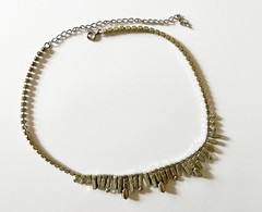 1950s Vintage Crystal & Jet Black Rhinestones Necklace & Dangling Clip Earrings