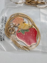 Vintage Strawberry Shortcake Cartoon Necklace Lot Of 2 New Old Stock 80’s