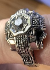 Art Deco 14k White Gold Diamond Wedding Engagement Ring Set Handcrafted Filigree