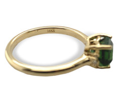 14k Yellow Gold 1.25ct Green Genuine Natural Tourmaline and Diamond Ring #J7534