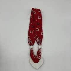 Vtg Necklace Red Bandana Scarf Heart Wood Pendant Western Cowgirl