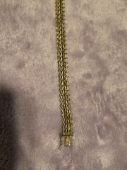 Vintage Stainless Steel Gold Tone Tennis Bracelet 7.5inch