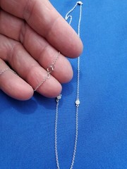 EARTH MINED DIAMOND Station Deco Necklace SOLID 14K WHITE GOLD Chain 24″ inch