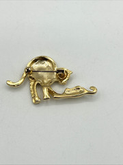 VTG Cat Brooch Pin Lot/4 Enamel Gold Tone Rhinestones Articulating Tail (1 VERO)