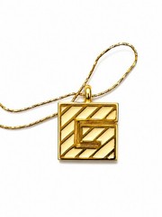 Authentic Givenchy Gold Tone Square Enamel Geometic Pendant PreOwn Excellent