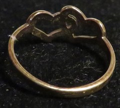 Vintage Used Two Hearts Together 18K HGF Ring Size 4.75 Tiny Pinky Unbranded GUC