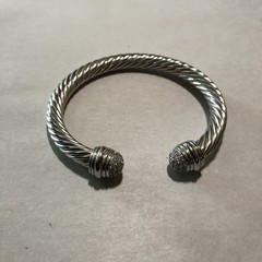 Vintage Cable Cuff Bracelet With Crystals