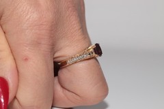 Vintage Circa 1990s 14k Gold Natural Diamond And Oval Cut Tourmaline Ring