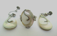 VINTAGE JJJ STERLING RING & EARRING SET