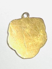 RARE ANTIQUE ART NOUVEAU LADY & 4 LEAF CLOVER GOOD LUCK PENDANT POLISHED GILT
