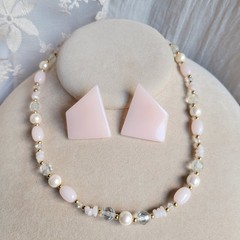 Vintage 1960s 1980s Trifari Jewelry Bundle Pink Lucite Pearl Necklace Earrings