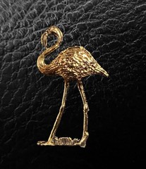 Flamingo 24K Gold Plated Metal Lapel Hat Pin