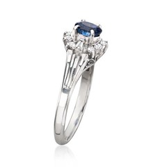 Vint Sapphire Rng w Diamonds in Platinum Size 5.75