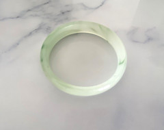 Natural Light Green Ice-Waxy Jadeite Bangle 38g 62mm.
