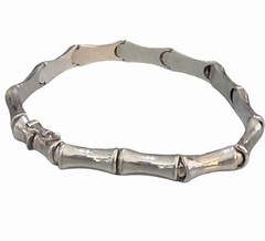 Vintage IBB 925 Sterling Silver Bamboo Link 6.75″ Bracelet 10.8 Grams ELEGANT