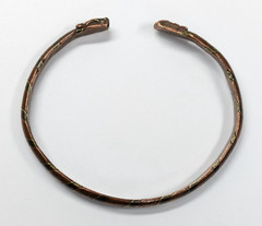 Vintage Copper & Brass Twisted Snake Head Cuff Bracelet 1/8″ Wide