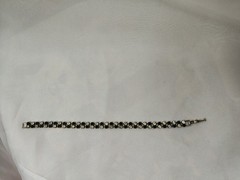 Art Deco Vintage Clear And Black Rhinestone Chain Bracelet