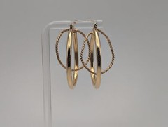 Large 14k Gold Twisted Hoop Earrings. 3″ Intertwined Twisted Double Wire Hoop Ea