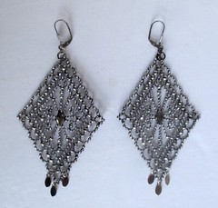 Pair of Antique Large Stamped Cut Steel Earrings