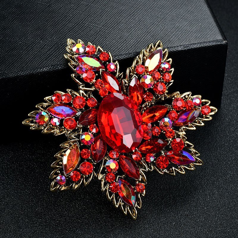 Crystal Brooch Plant Flowers Brooches Luxury Rhinestone Corsage Popular Jewelry