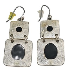 Vintage Mid-Century Style Geometric 2 Part Dangle Pierced Ear Earrings 1 3/8″L