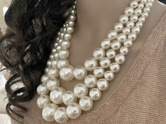 VTG Tammey Jewels Graduated Acrylic Faux Pearl 3strand Necklace Pearlescent NWOT