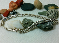 VTG 950 Sterling Silver Anchor Mariner Dbl Linked Chain Tennis Bracelet 8 1/8″