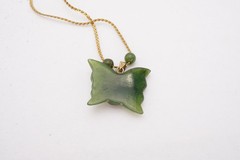 Vintage Gold Filled Jade Butterfly Pendant Necklace 17.75″