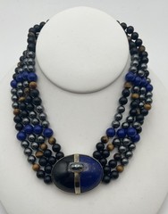 KYLO Kai Yin Lo Sterling 925 Multi-Strand Gem Stone Necklace,Lapis,Onyx,Hematite