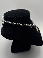 Vintage Brighton Necklace Silver/Gold Tone Black Stones Chunky Link Estate 10”