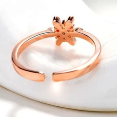 Round Cut 0.11TCW White Moissanite Floral Motif Pattern Ring In 10K Rose Gold FN