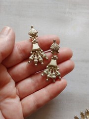 Vintage necklace earrings SET India style silver alloy not sterling lightweight