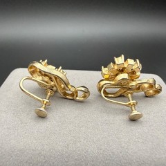 Vintage Gold Tone Crystal Rhinestone Starburst Screwback Earrings Mid Century 1″