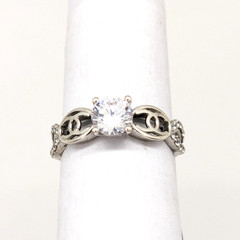 Vintage Elegant RING Sterling Silver 925 with Chic Stone -size: 8US (18mm) | #36