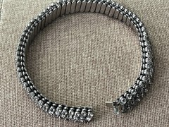 VTG 60s Rhinestone Stretch Expansion Trio-Cut Estate NECKLACE Statement 12.5 in