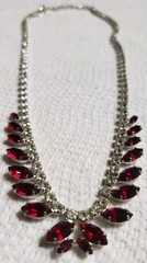 Absolutely Stunning Vintage b david Rhinestone Necklace Beautiful Ruby Red Stone