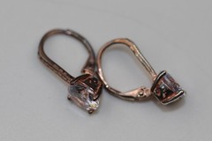 Copper Square Gemstone Earrings Sterling Silver