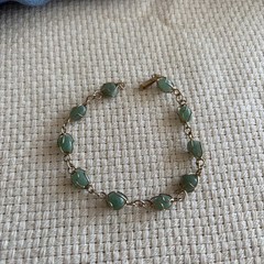 Woman’s Vintage Nephrite Jade Wire Wrapped Bracelet 7.5 Inch