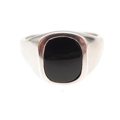 925 Sterling Silver Vintage Real Black Onyx Signet Ring Size 11.25