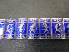Vintage Siam 925 Sterling W/Blue Enamel Dancers Bracelet