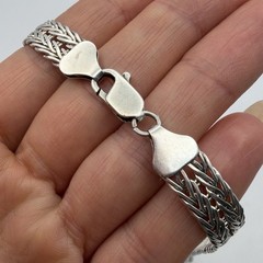 Vintage Sterling Silver 925 Men’s Jewelry Wheat Chain Necklace Foxtail 50cm