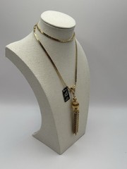 Medici Artistry Collection Gold Tone Tassel Pendant Necklace NWT 24” Vintage