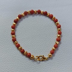VintageNatural Coral Round Beads Bracelet Italy Coral Handmade Gemstone Bracelet