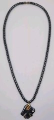 Black Onyx Elephant Barrel Bead Necklace With Gold Accents Hematite Healing Gem