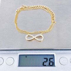 Vintage Sterling Silver 925 Gold Tone Cubic Zirconia Infinity Necklace 16”-18”