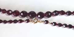Vintage Graduated Dark Burgundy or Garnet-colored Faceted Glass Bead Necklace