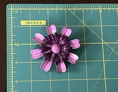 Vintage Retro Layered Shades of Purple Enamel Daisy Flower Metal Brooch Pin
